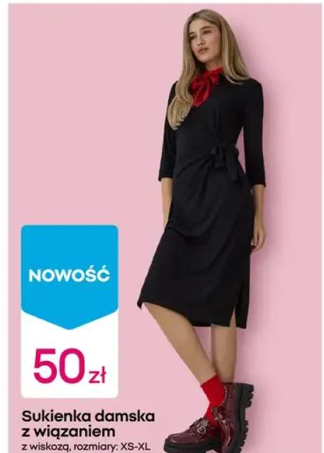 Sukienka damska z wiązaniem z wiskozą