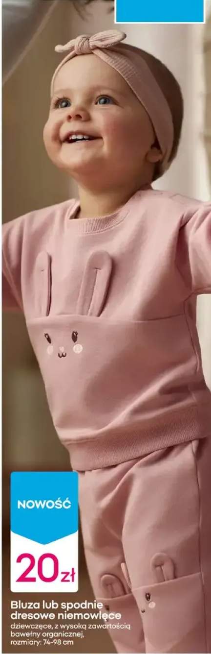 Bluza lub spodnie dresowe niemowlęce dziewczęce, z wysoką zawartością bawełny organicznej