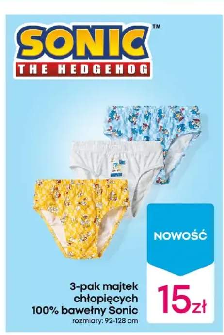3-pak majtek chłopięcych 100% bawełny Sonic