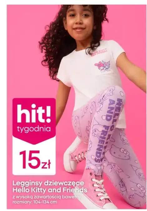 Legginsy dziewczęce Hello Kitty and Friends z wysoką zawartością bawełny