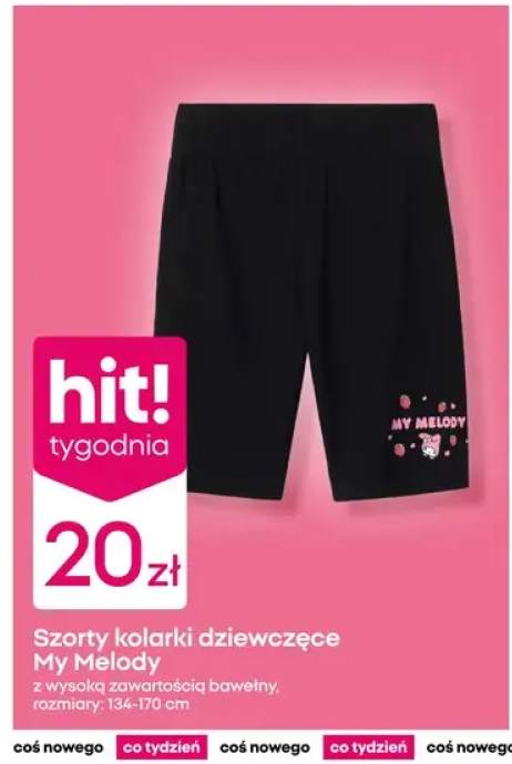 Szorty kolarki dziewczęce My Melody z wysoką zawartością bawełny
