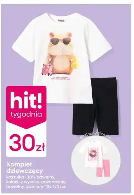 Komplet dziewczęcy: kolarki i koszulka z bawełny