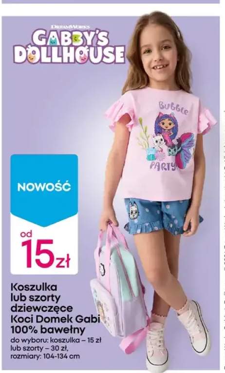 Koszulka lub szorty dziewczęce 100% bawełny