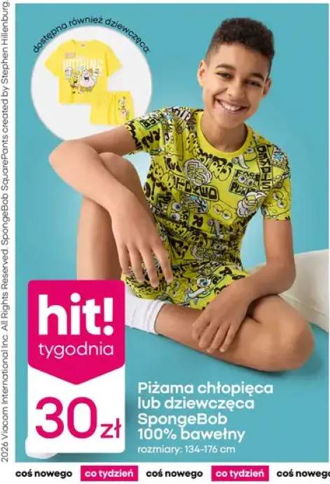 Piżama chłopięca lub dziewczęca Sponge Bob 100% bawełny