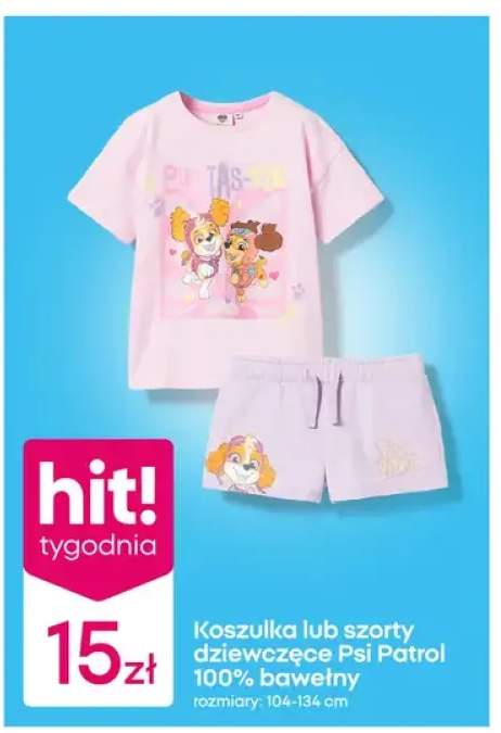 Koszulka lub szorty dziewczęce 100% bawełny