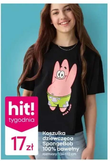 Koszulka dziewczęca Sponge Bob 100% bawełny