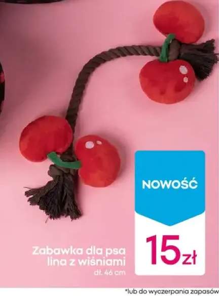 Zabawka dla psa lina z wiśniami dł.46cm