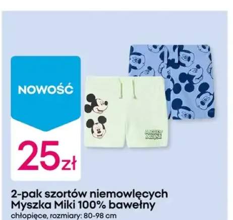 2-pak szortów niemowlęcych Disney Myszka Miki 100% bawełny chłopięce