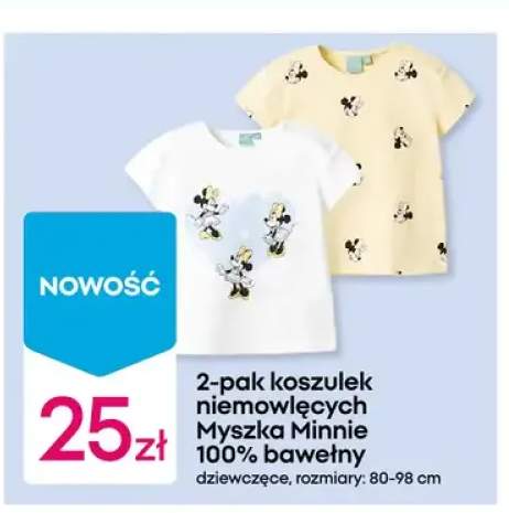 2-pak koszulek niemowlęcych Disney Myszka Minnie 100% bawełny dziewczęce