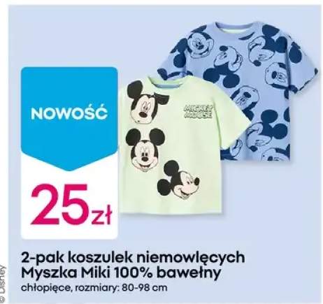 2-pak koszulek niemowlęcych Disney Myszka Miki 100% bawełny chłopięce