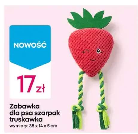 Zabawka dla psa szarpak truskawka 38x14x5cm