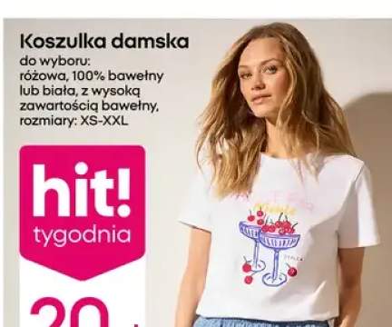 Koszulka damska biała z wysoką zawartością bawełny