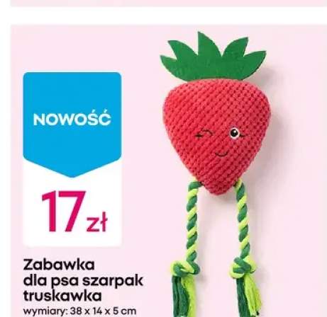 Zabawka dla psa szarpak truskawka 38x14x5cm