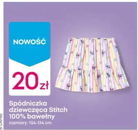 Spódniczka dziewczęca Stitch 100% bawełny rozmiary 104-134cm