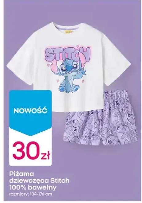 Piżama dziewczęca Stitch 100% bawełny rozmiary 134-176cm