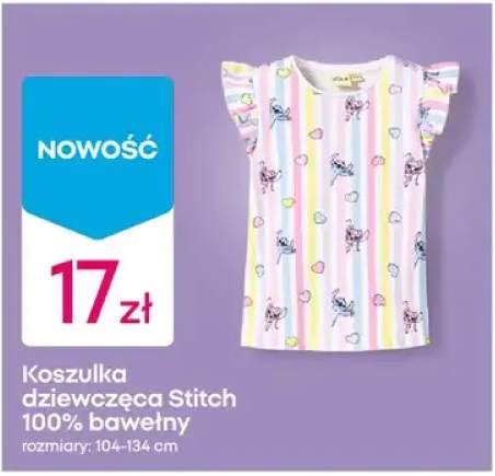 Koszulka dziewczęca Stitch 100% bawełny rozmiary 104-134cm