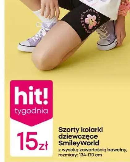 Szorty kolarki dziewczęce SmileyWorld z wysoką zawartością bawełny rozmiary 134-170cm