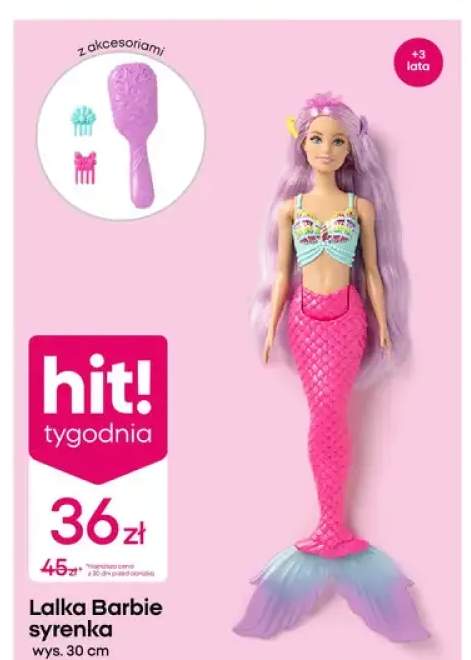 Lalka Barbie syrenka wys. 30cm