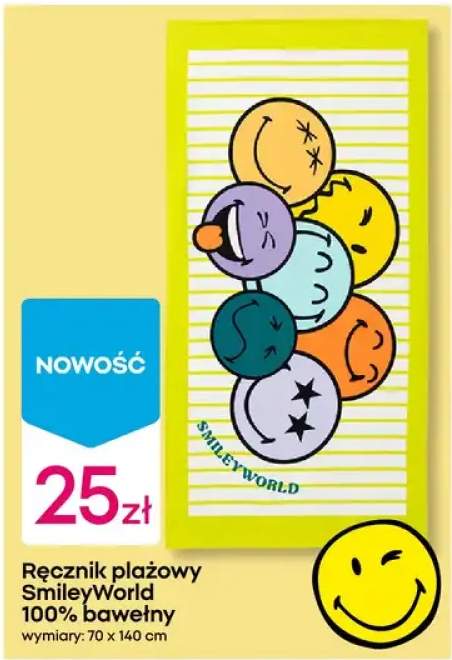 Ręcznik plażowy SmileyWorld 100% bawełny 70x140cm