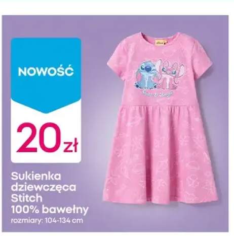 Sukienka dziewczęca Stitch 100% bawełny rozmiary 104-134cm