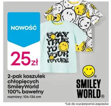 Koszulki chłopięce SmileyWorld 100% bawełny 2-pak