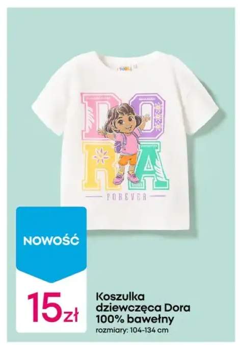 Koszulka dziewczęca Dora 100% bawełny 104-134cm