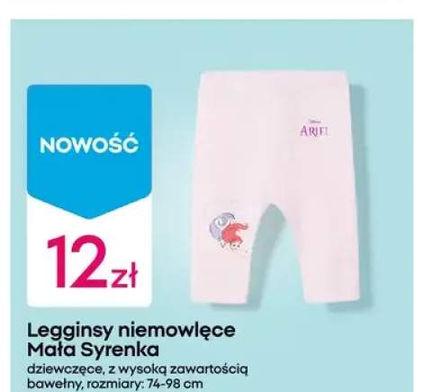 Legginsy niemowlęce Mała Syrenka dziewczęce z wysoką zawartością bawełny