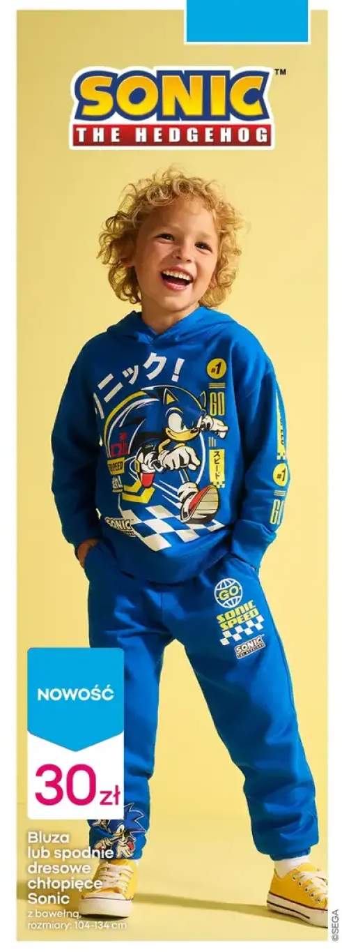 Spodnie dresowe chłopięce Sonic z bawełną +1 wariant