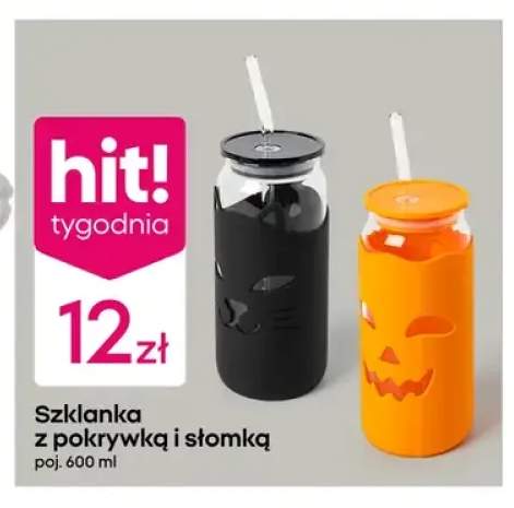 Szklanka z pokrywką i słomką 600 ml